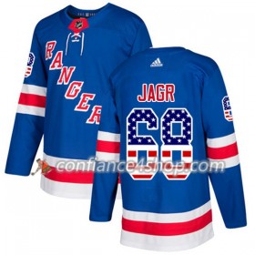 Adidas Maillot de Hockey New York Rangers Jaromir Jagr 68 2017-2018 Bleu USA Flag Fashion Authentic - Homme